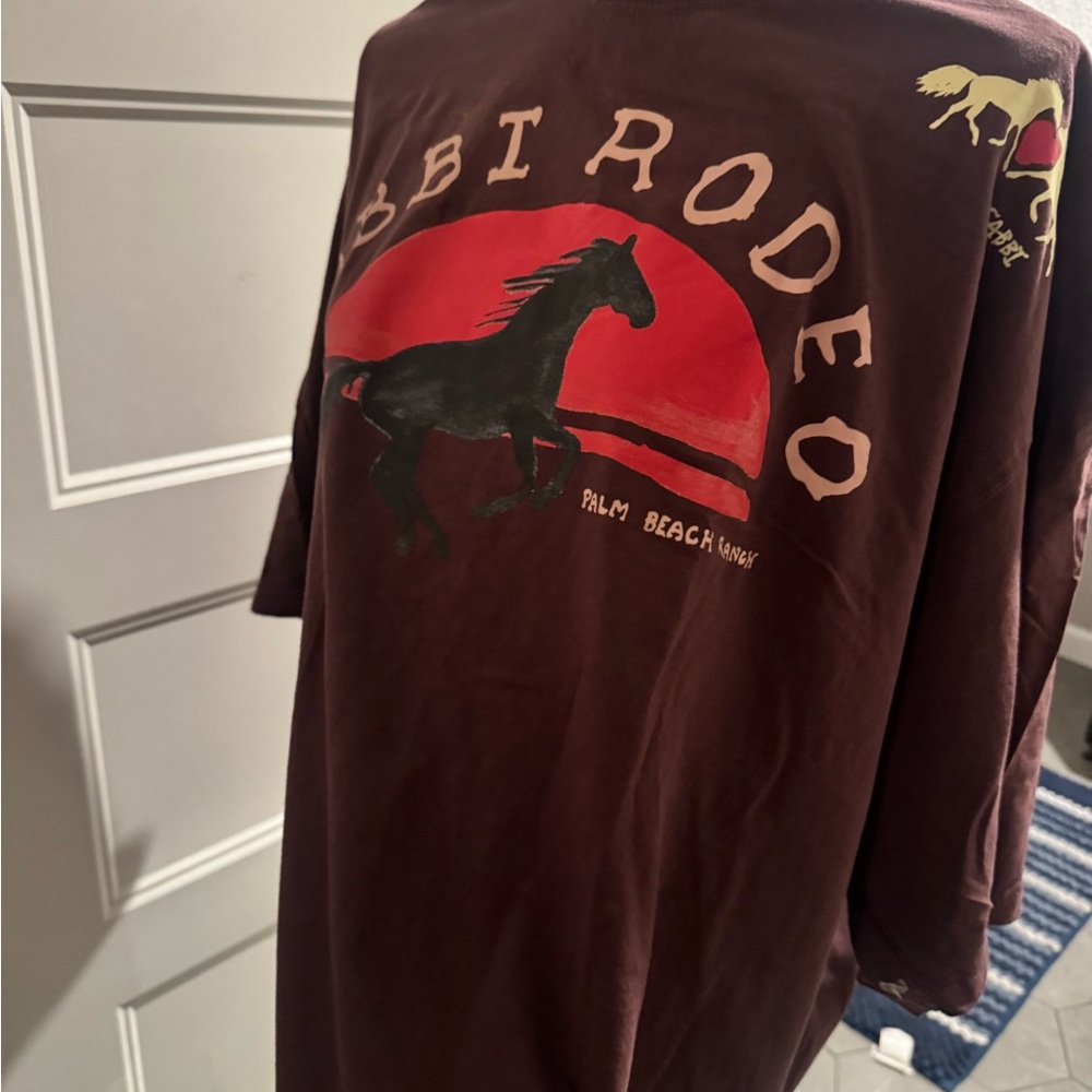 NEW SABBI Palm Beach Ranch Brown 'BBT Rodeo' Graphic woman’s Shirt - Picture 2 of 9